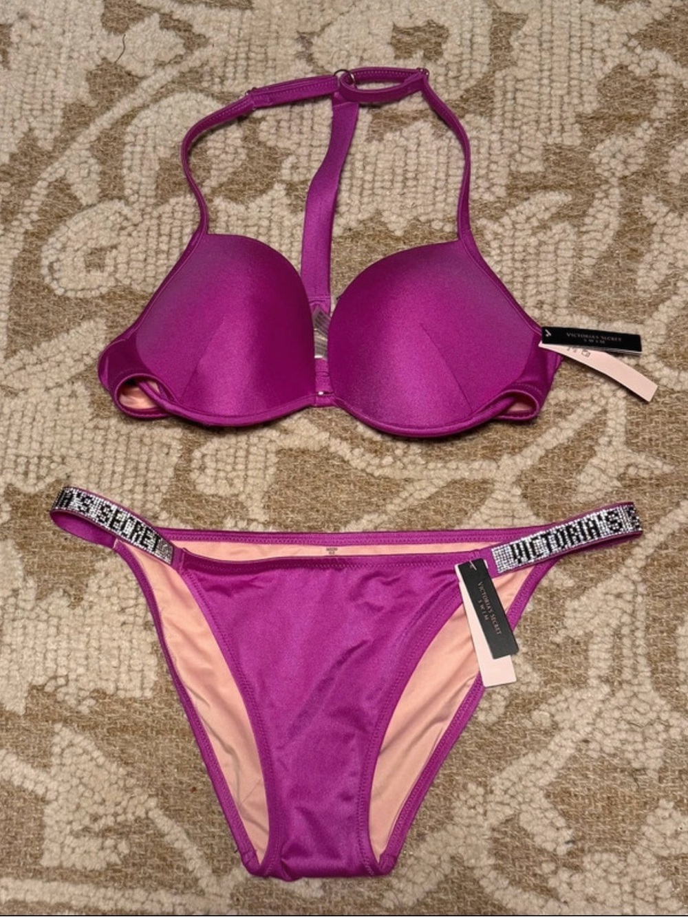 Victoria's Secret Bling Fuchsia Push-Up Bikini Set